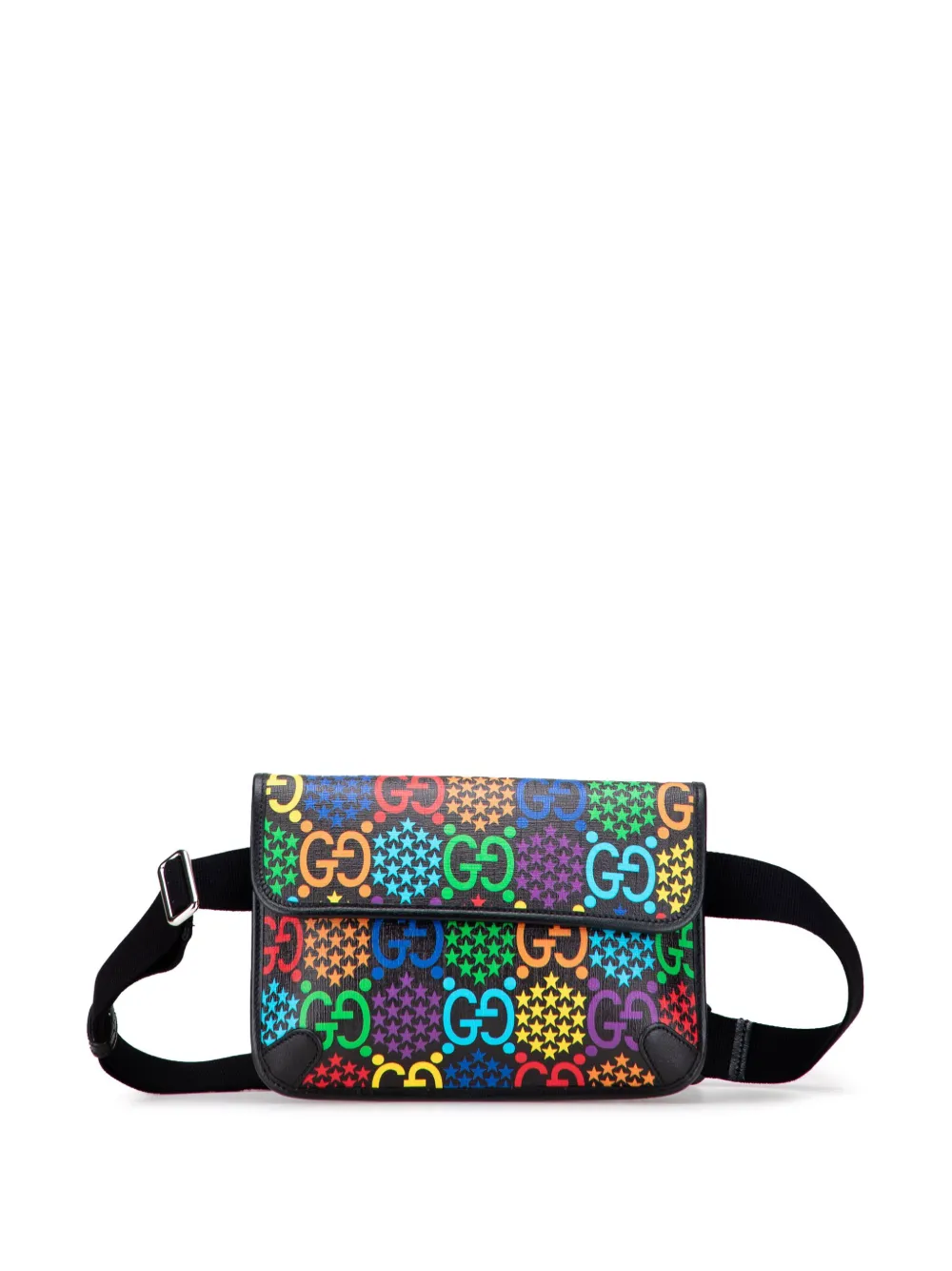 Pre-owned Gucci 2016-2025 Gg Supreme Psychedelic Belt Bag In Black