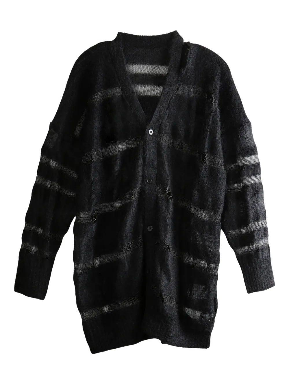 Yohji Yamamoto striped distressed cardigan | Black | Image 1