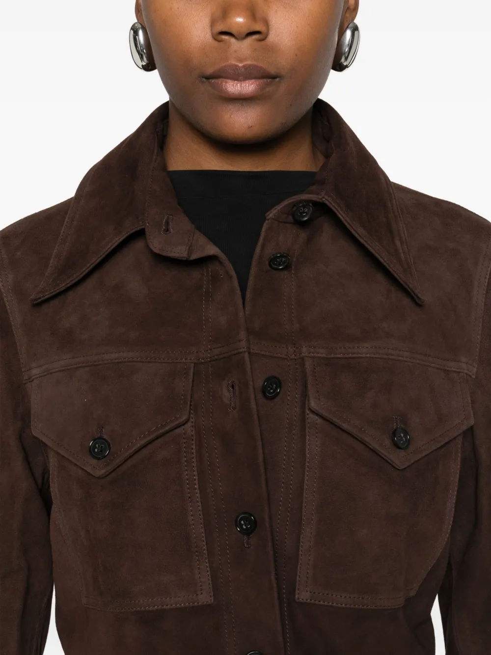 Co Buttoned Shirt Jacket In Blue