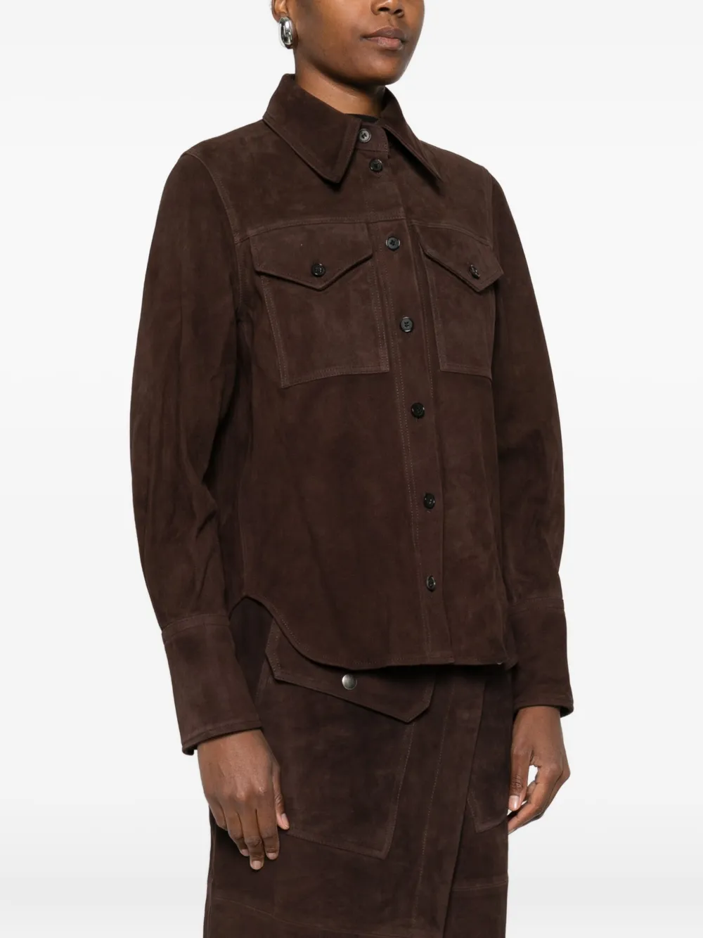 Co Buttoned Shirt Jacket In Blue