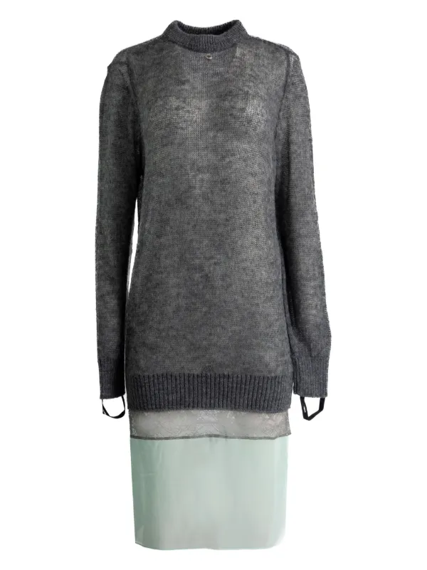 Coperni Ribbed Midi Dress in Grey