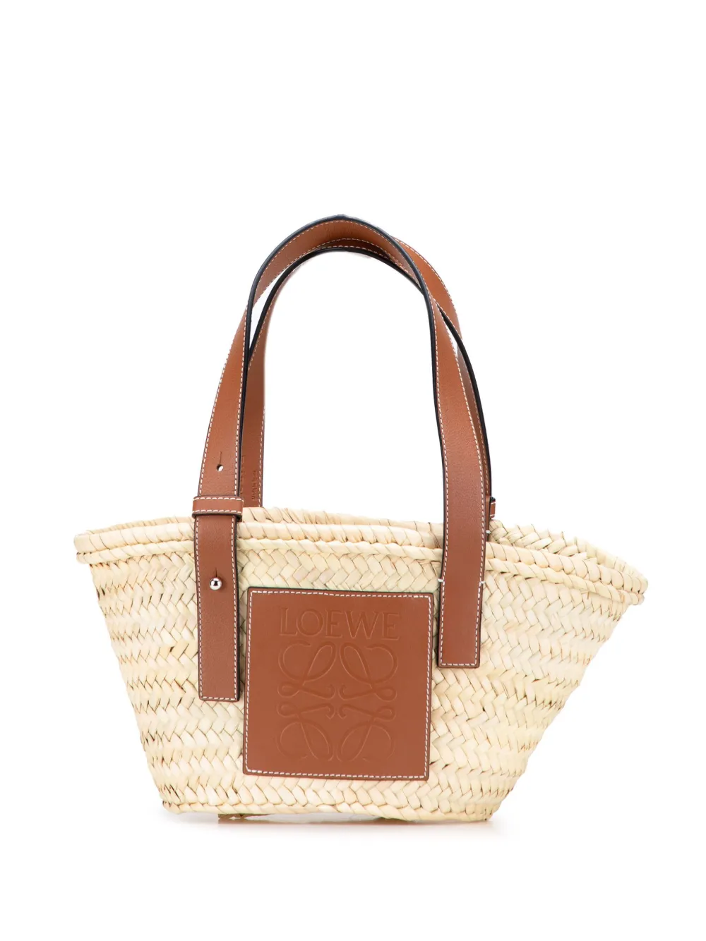 Loewe Pre-Owned 2023 スモール ラフィア バスケット ハンドバッグ - ブラウン Loewe Pre-Owned 2023 スモール ラフィア バスケット ハンドバッグ - ブラウン