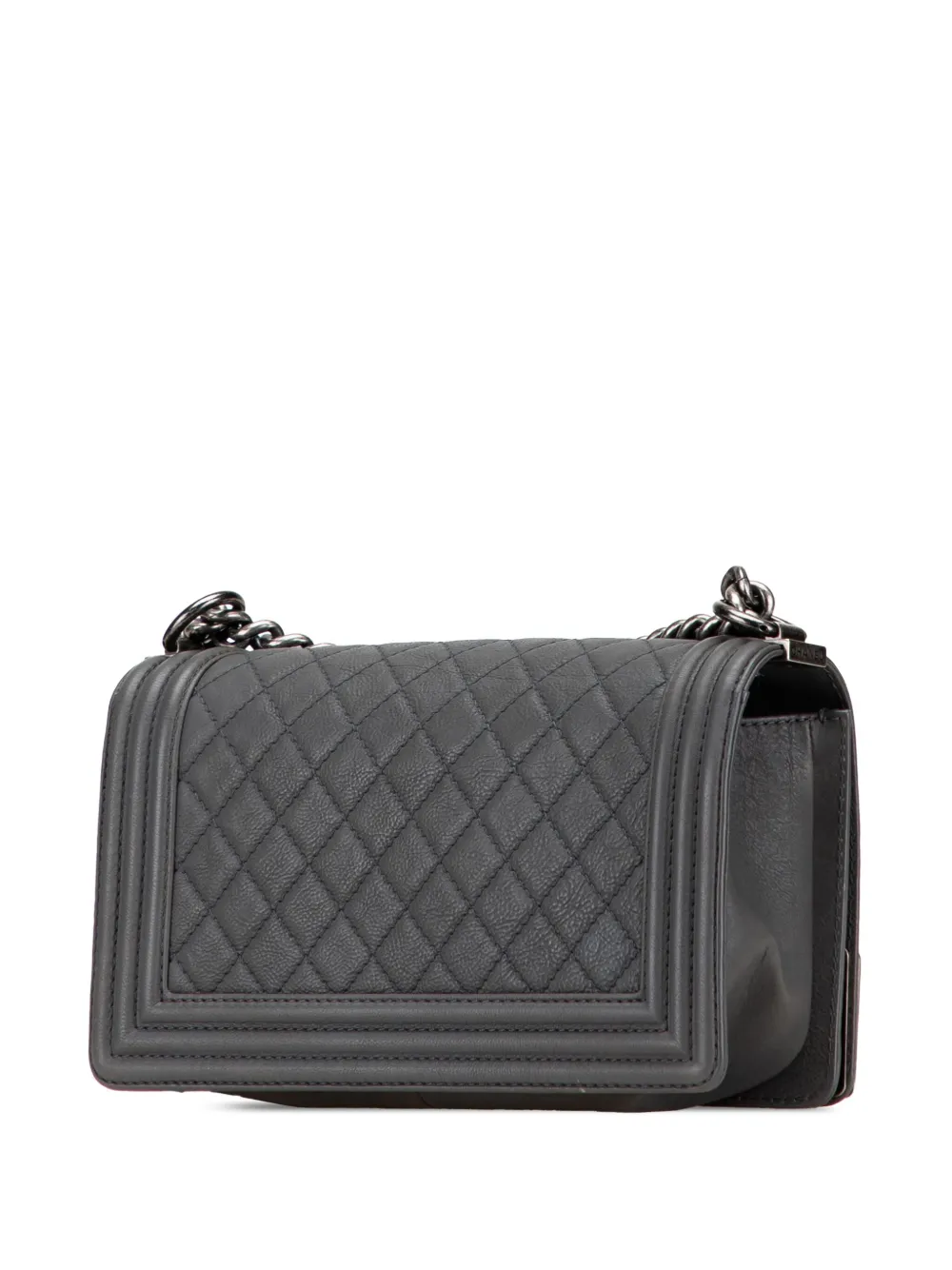 Pre-owned Chanel 2014 Paris-dallas Old Medium Quilted Calfskin Cowboy Boy Flap Shoulder Bag In Gray