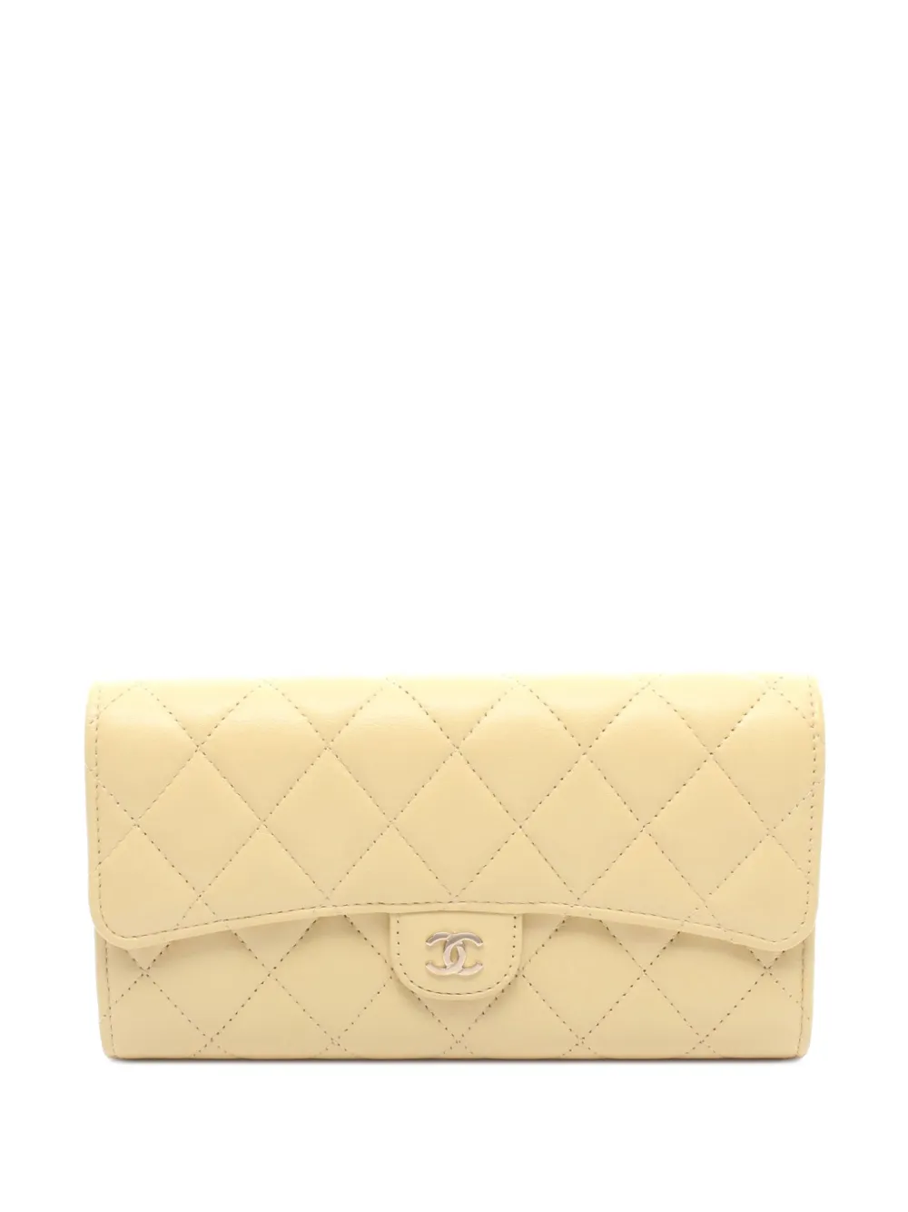 CHANEL Pre-Owned 2021 ココマーク マトラッセ カーフスキン ウォレット 長財布 - イエロー CHANEL Pre-Owned 2021 ココマーク マトラッセ カーフスキン ウォレット 長財布 - イエロー