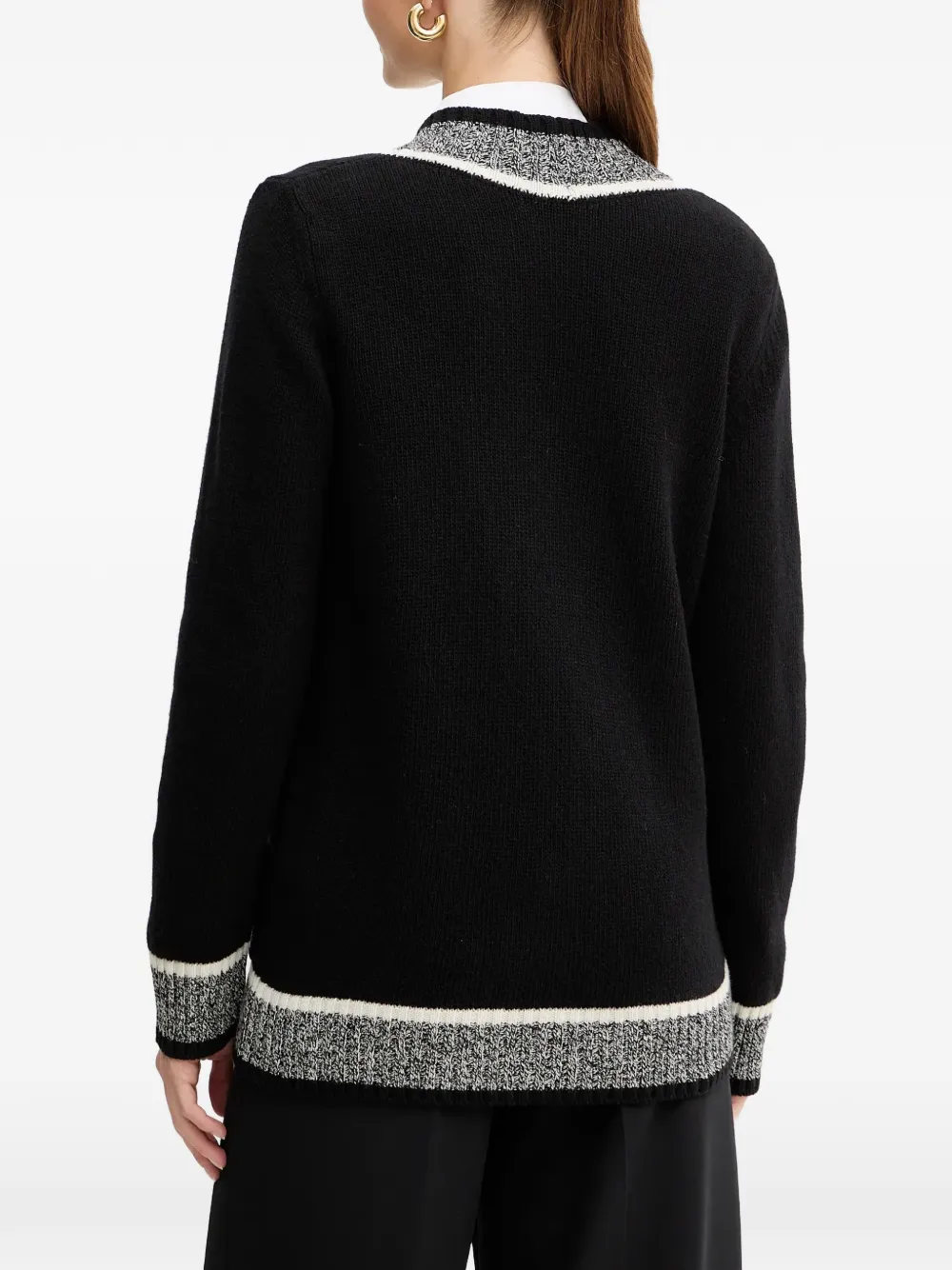 LUISA SPAGNOLI contrast-trim button-up cardigan Zwart
