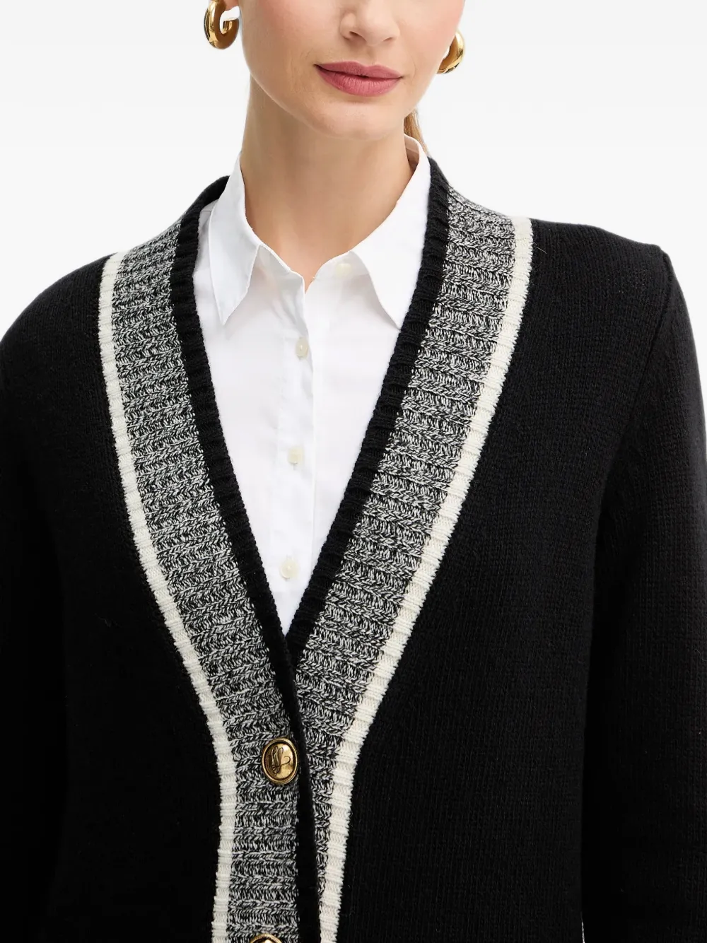 LUISA SPAGNOLI contrast-trim button-up cardigan Zwart