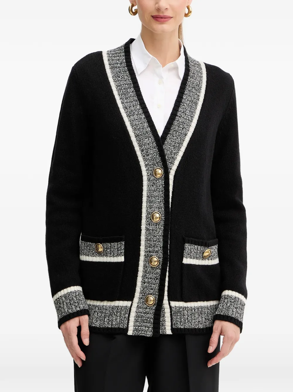 LUISA SPAGNOLI Cardigan con bordo a contrasto - Nero
