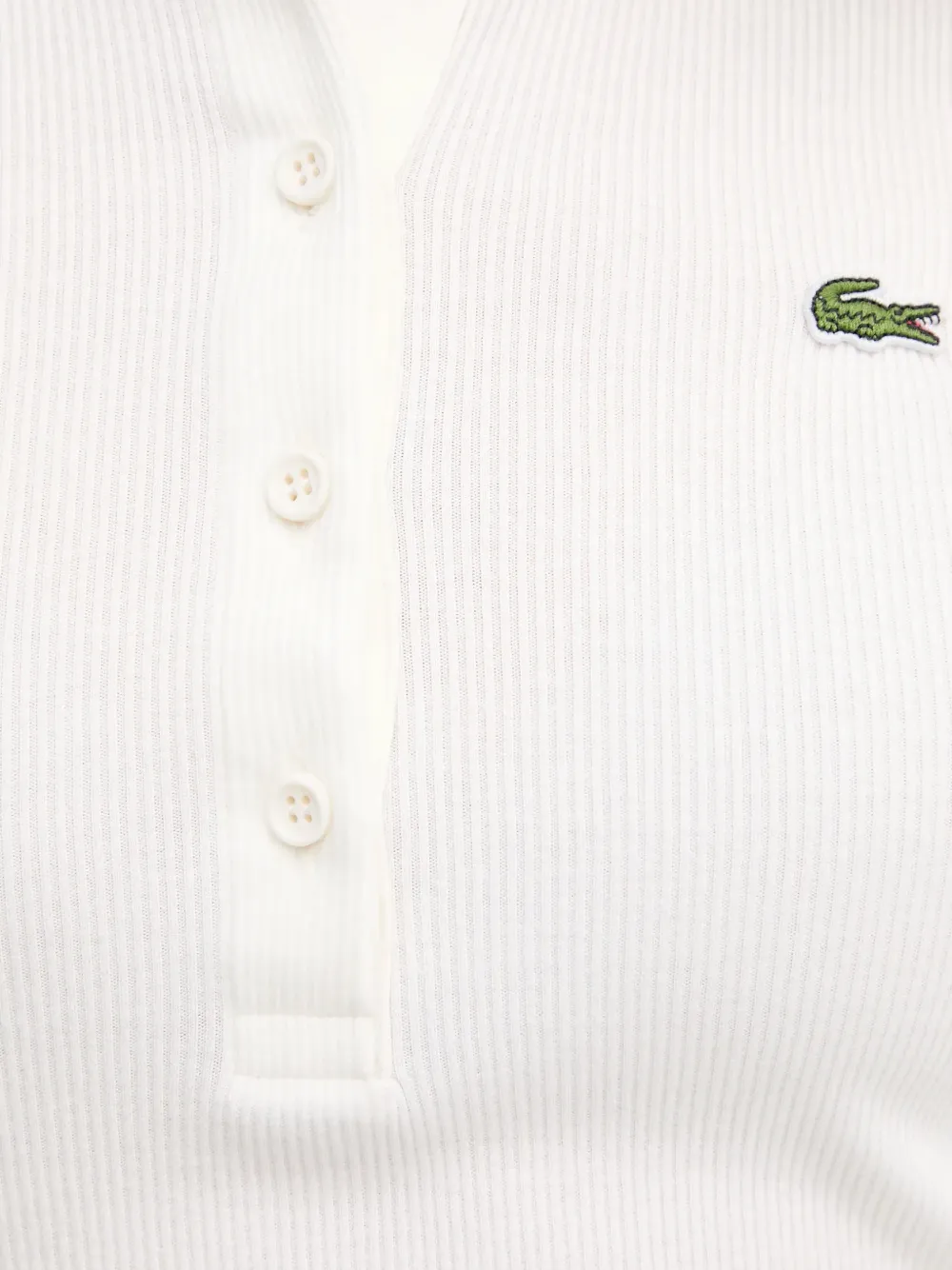 Lacoste Geribbeld poloshirt met lange mouwen Wit