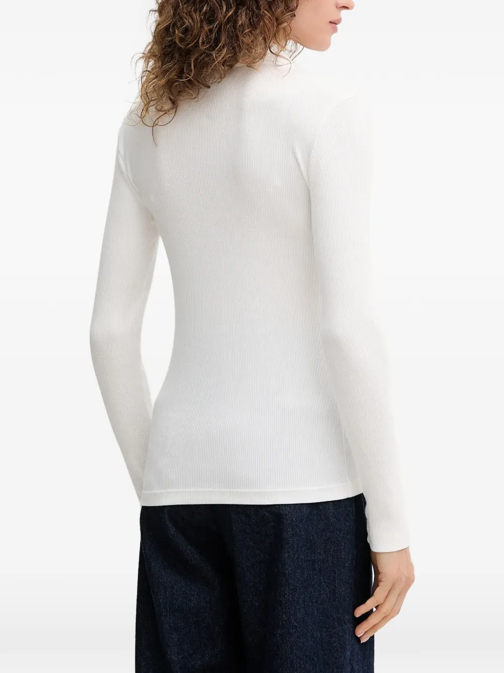 Lacoste Geribbeld poloshirt met lange mouwen Wit