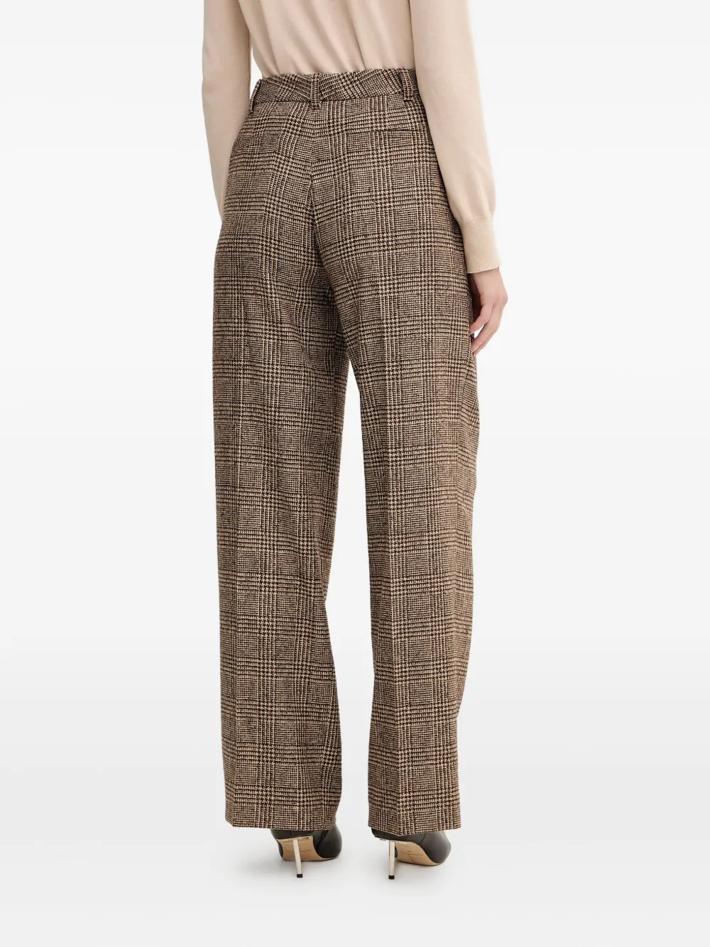 Luisa Spagnoli Ossana Check Pleated Trousers In Brown