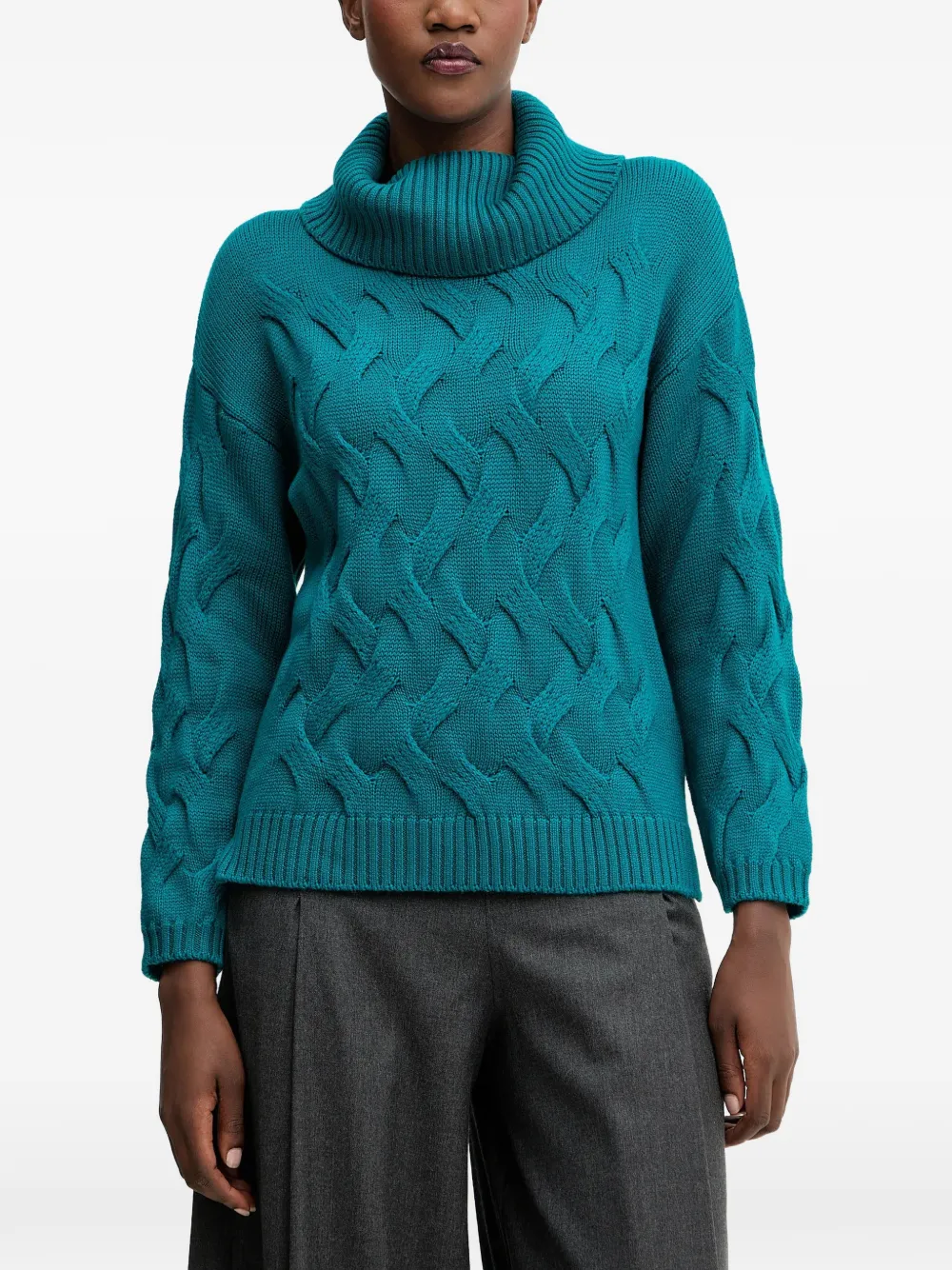 LUISA SPAGNOLI cable-knit roll-neck jumper - Blu