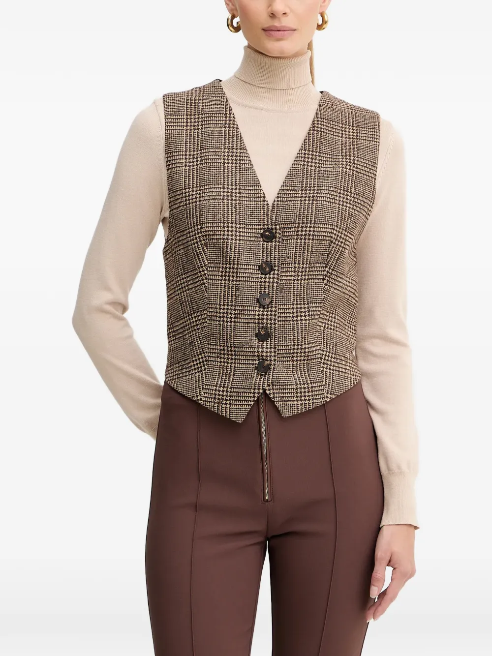 LUISA SPAGNOLI Gilet Soffiato a quadri - Marrone