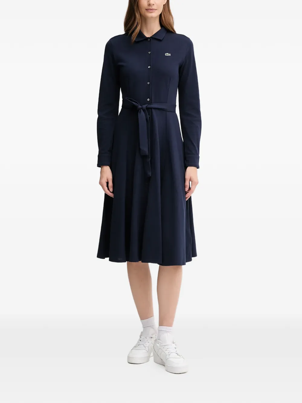 Lacoste button belted midi dress - Blu