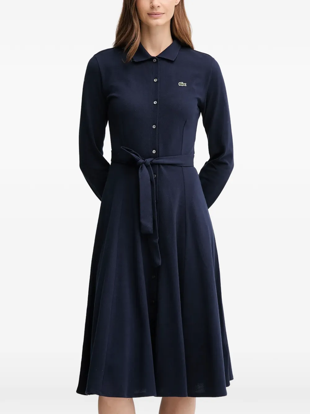  Lacoste Button Belted Midi Dress - Blue 