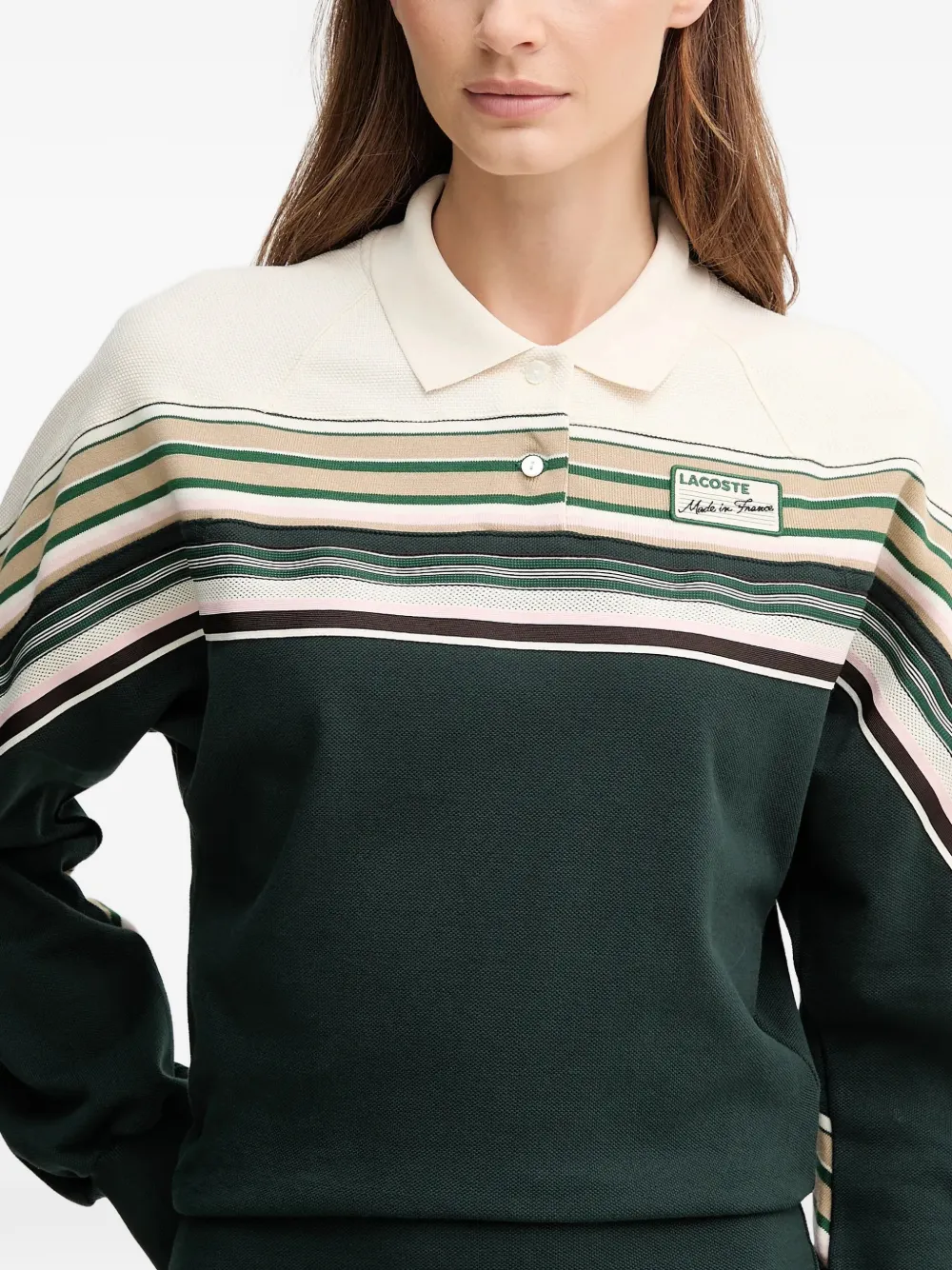 Lacoste Gestreepte midi-jurk met kraag Groen