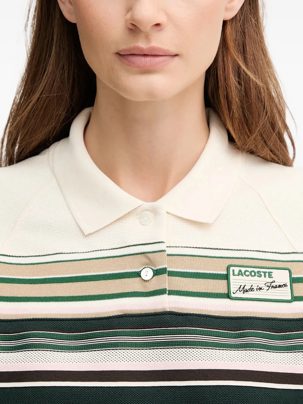 Lacoste Gestreepte midi-jurk met kraag Groen