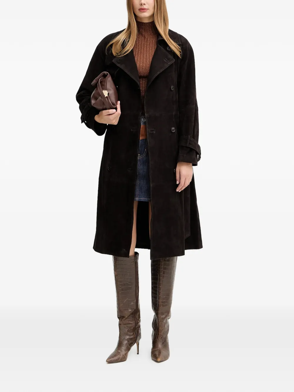  Luisa Spagnoli Silice Belted Double-breasted Coat - Brown 