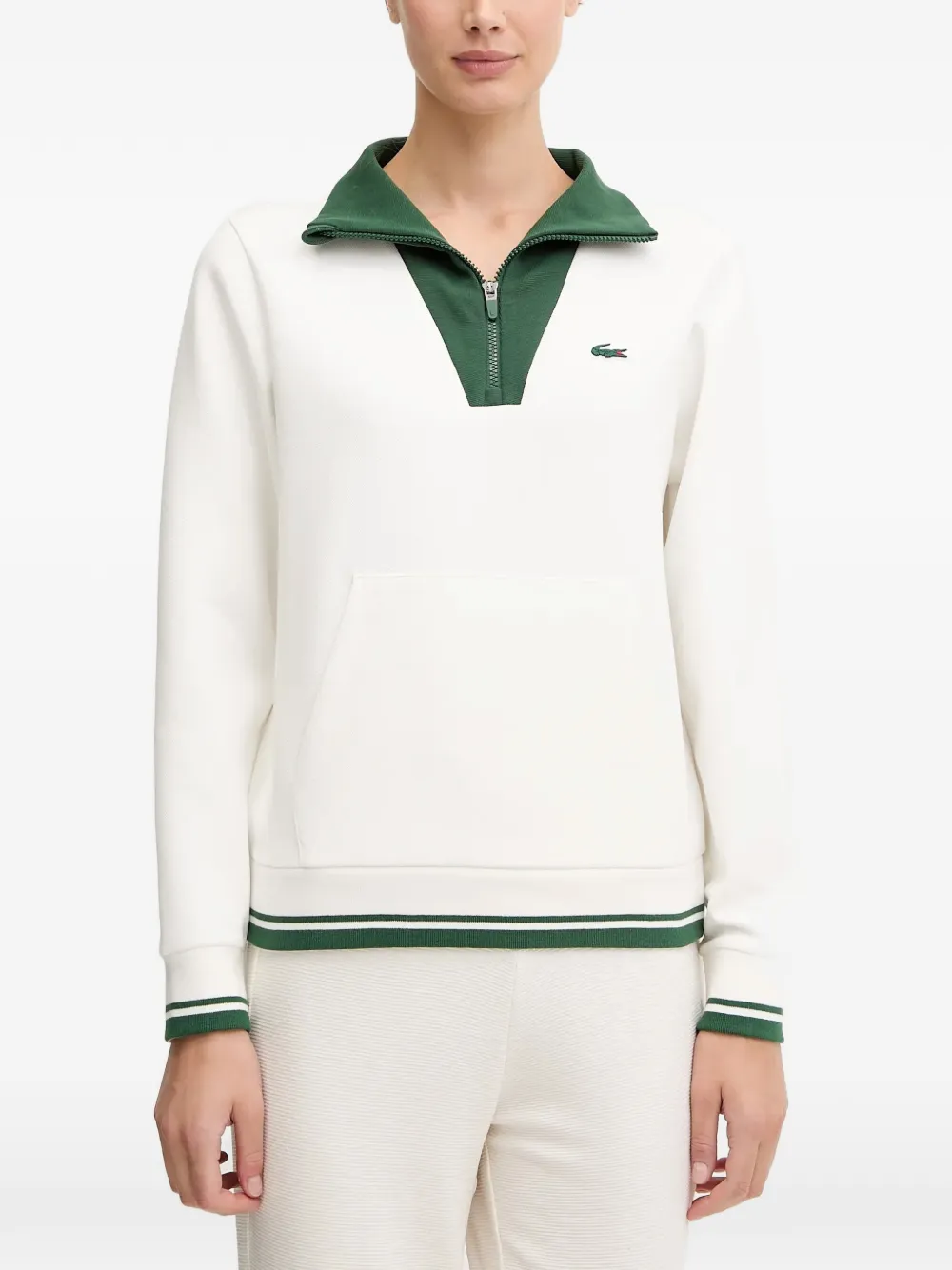 Lacoste zip mock-neck sweater - Bianco