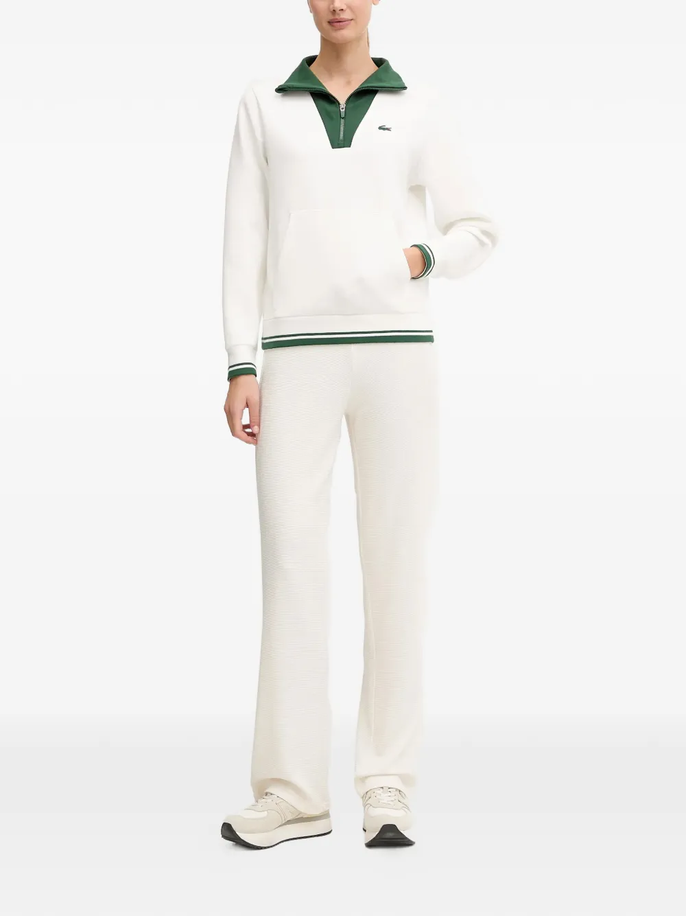  Lacoste Zip Mock-neck Sweater - White 