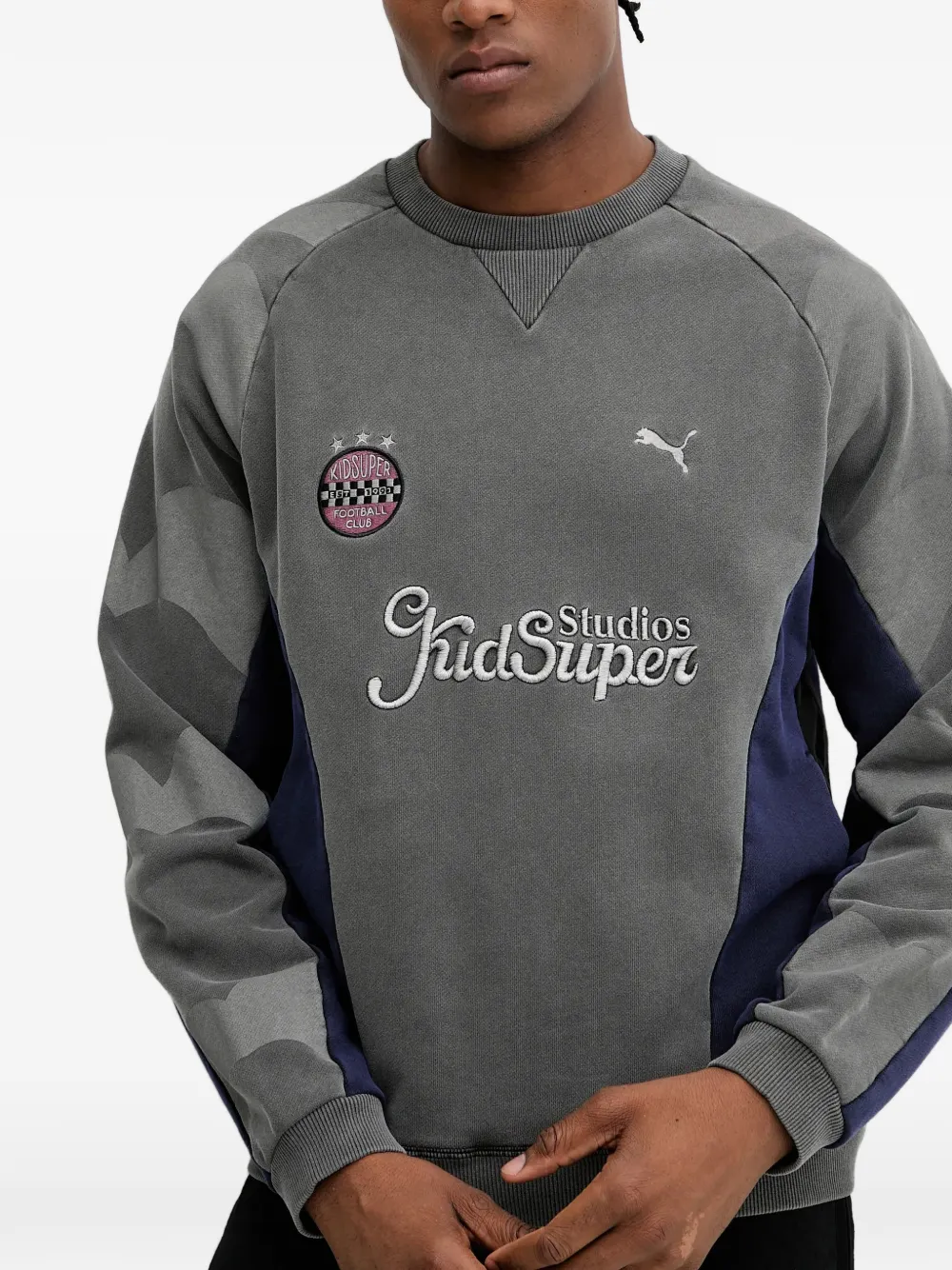 PUMA x Kidsuper sweater met geborduurd logo en colourblocking Grijs