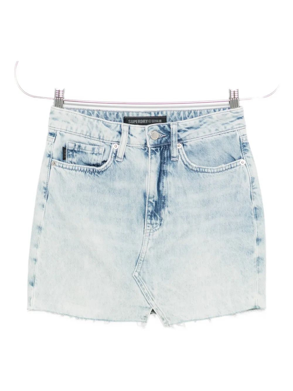 Superdry Frayed-hem Skirt In Blue