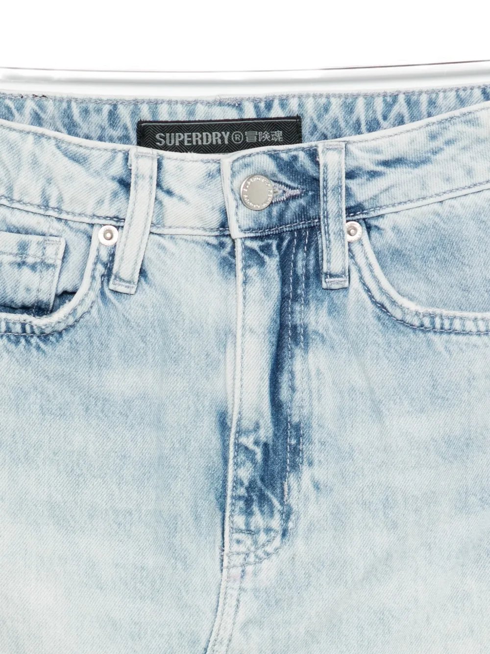 Superdry Frayed-hem Skirt In Blue
