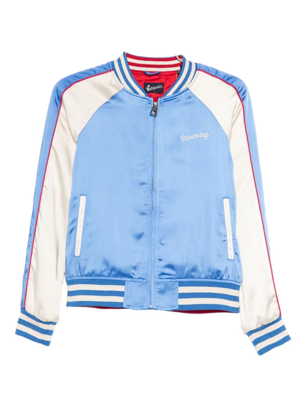 Superdry Striped Bomber Jacket In Blue