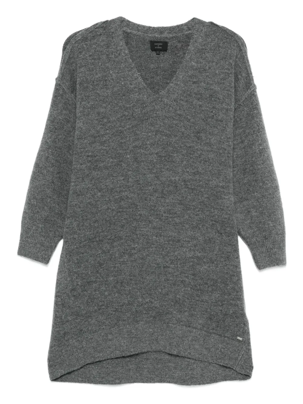 Superdry vestido con cuello en V | gris | Image 1