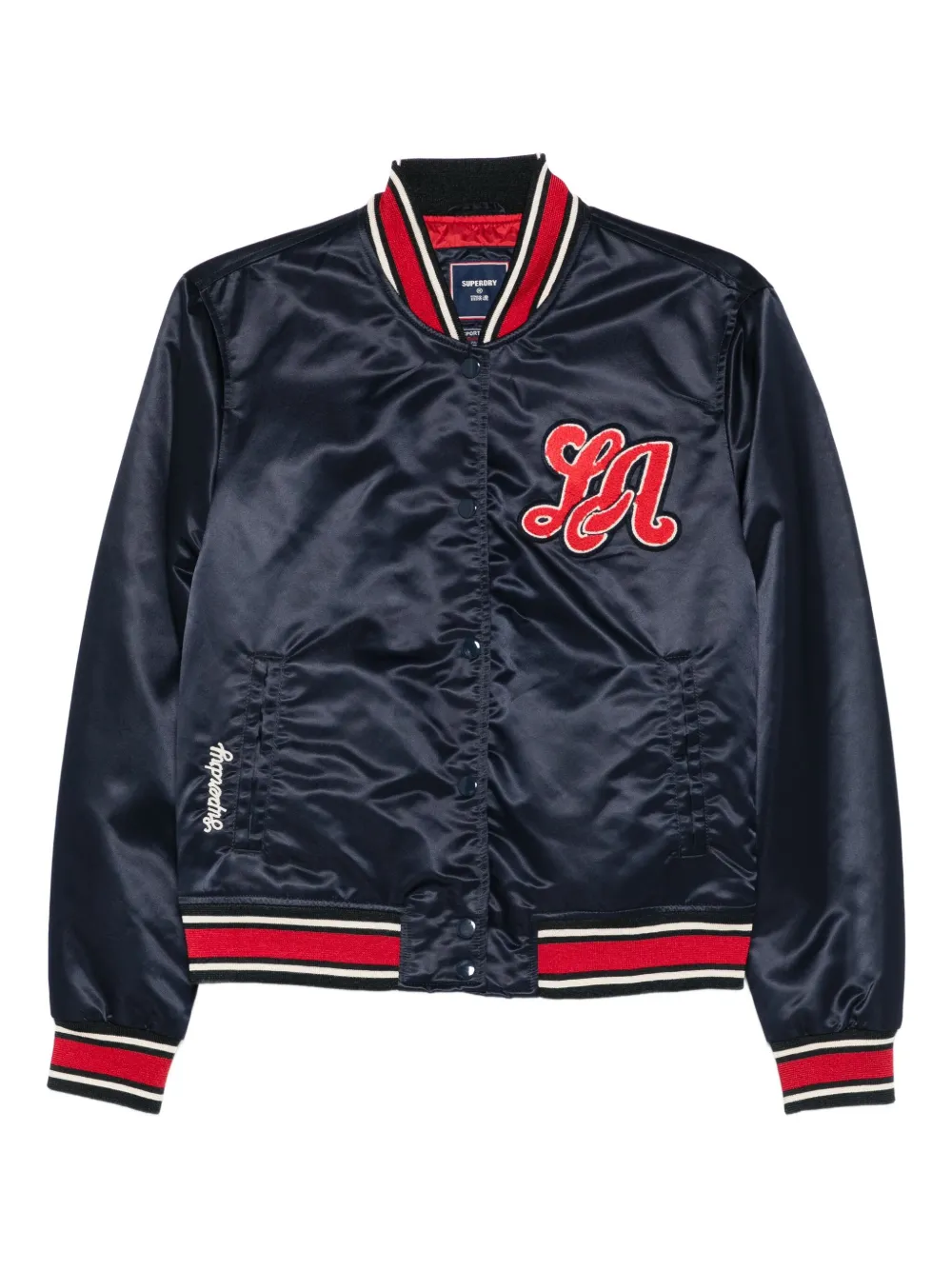 Superdry Logo-appliquéd Bomber Jacket In Blue