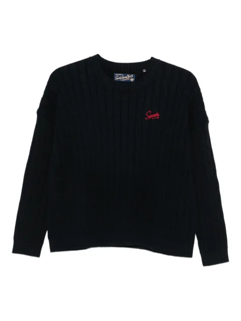 Superdry logo-embroidered cable-knit sweater