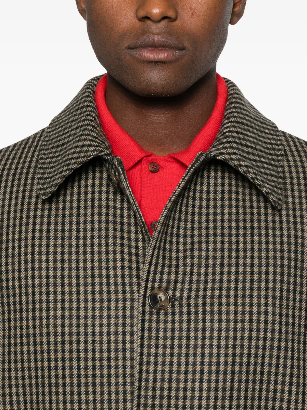 Apc Checked Button-fastening Coat In Brown