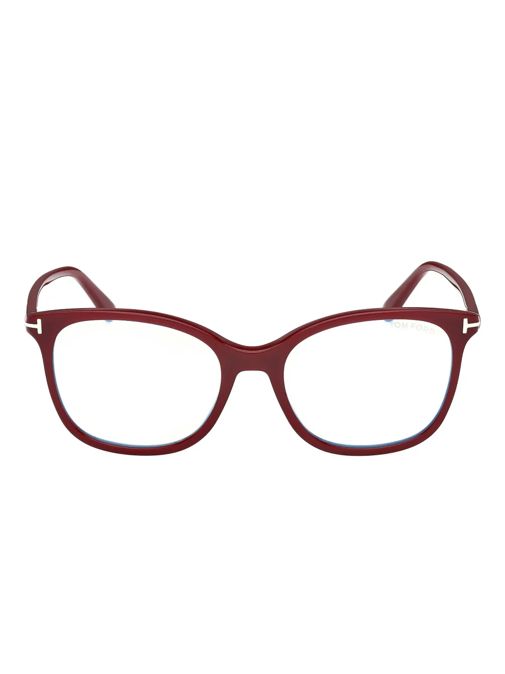Tom Ford Hinge-detail Round Glasses In Red