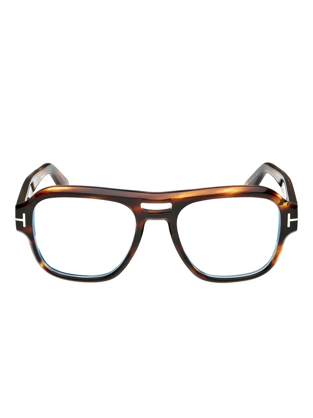 TOM FORD Eyewear hinge-detail double-bridge glasses - Marrone