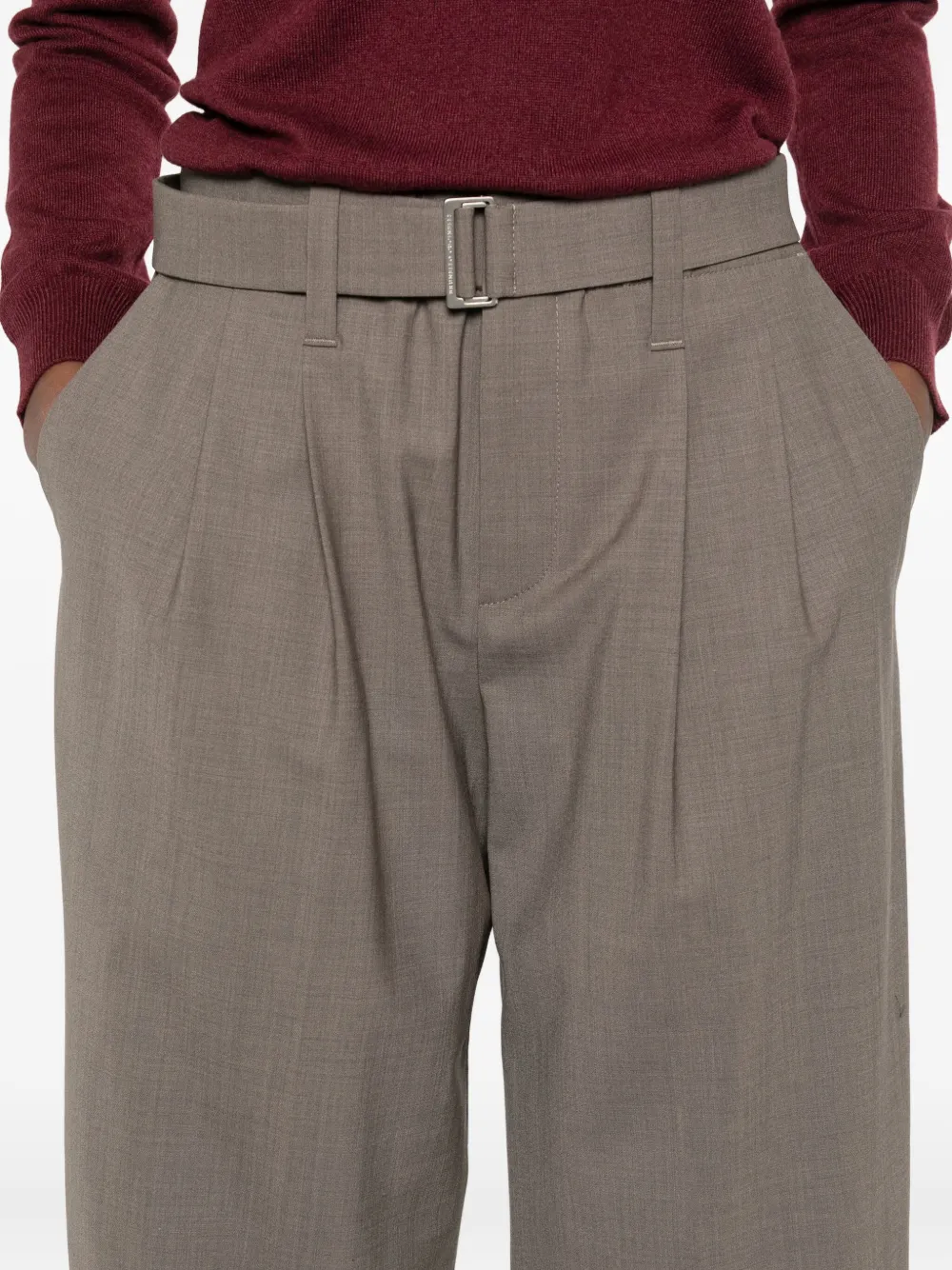 Brunello Cucinelli Belted Pleated Trousers In Brown