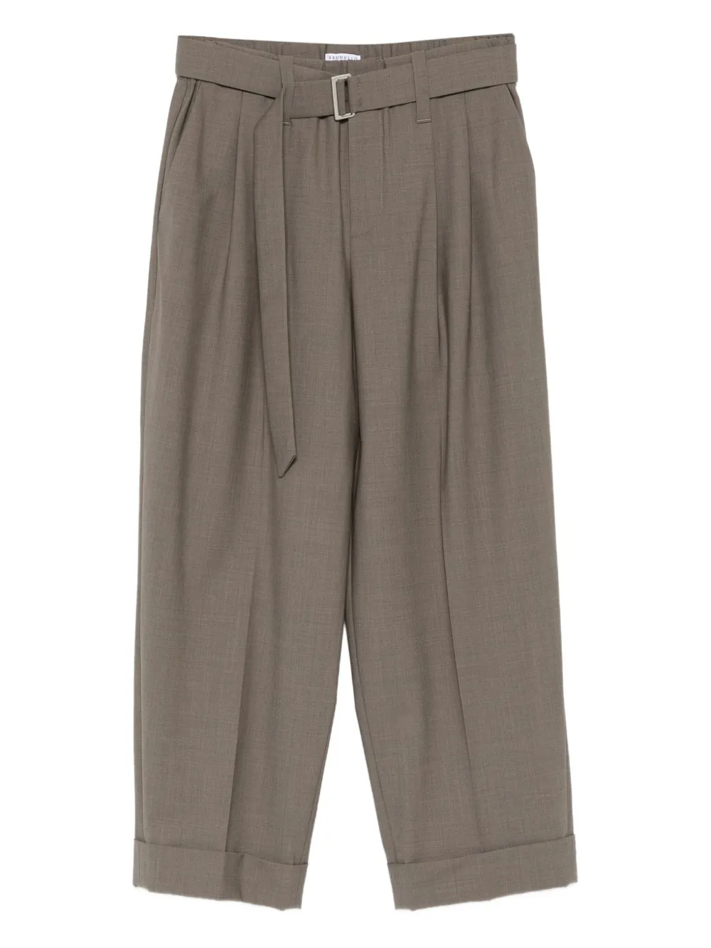 Brunello Cucinelli Belted Pleated Trousers In Brown