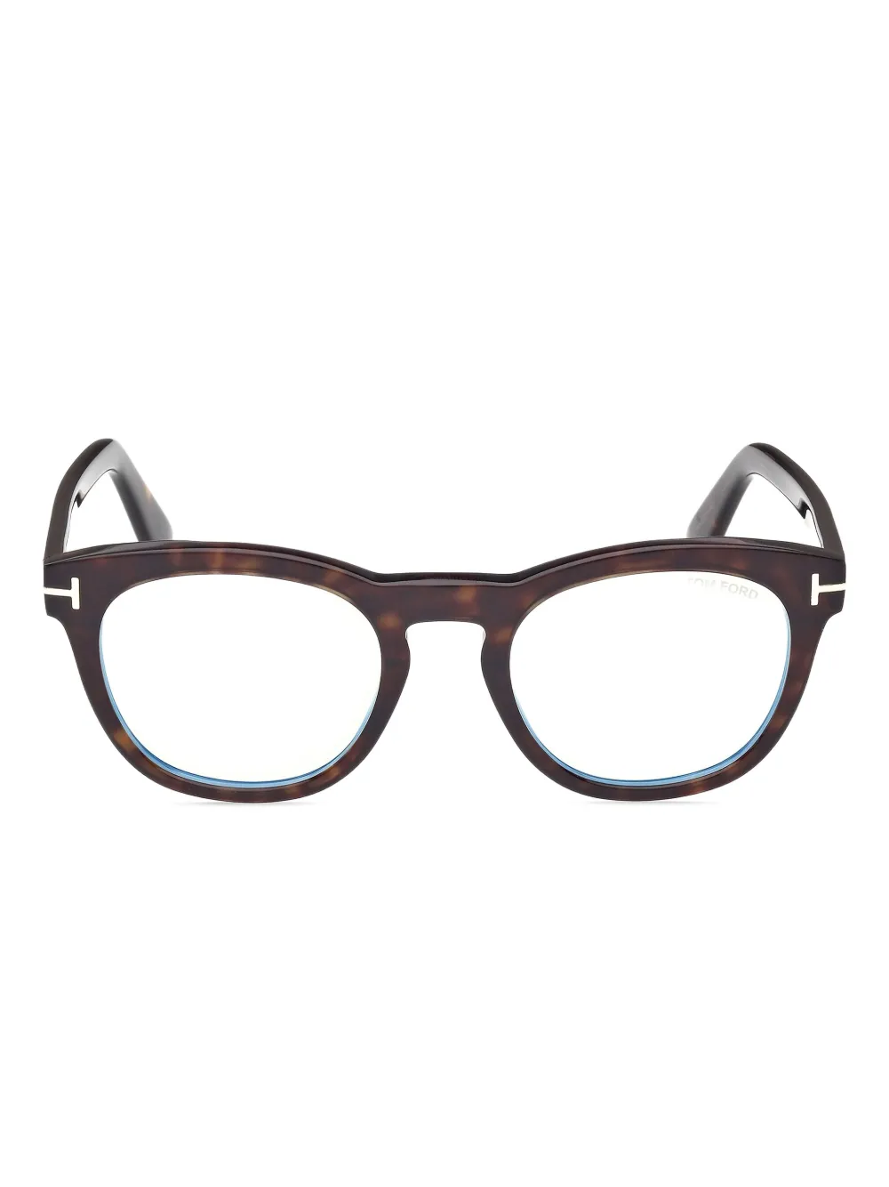 TOM FORD Eyewear hinge-detail round-frame glasses - Marrone