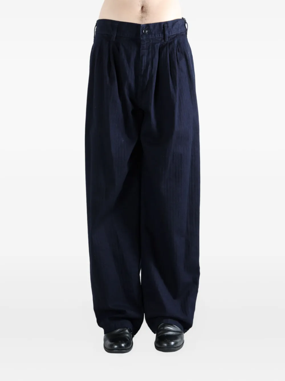 Yohji Yamamoto pleat-detail wide-leg trousers - Blauw
