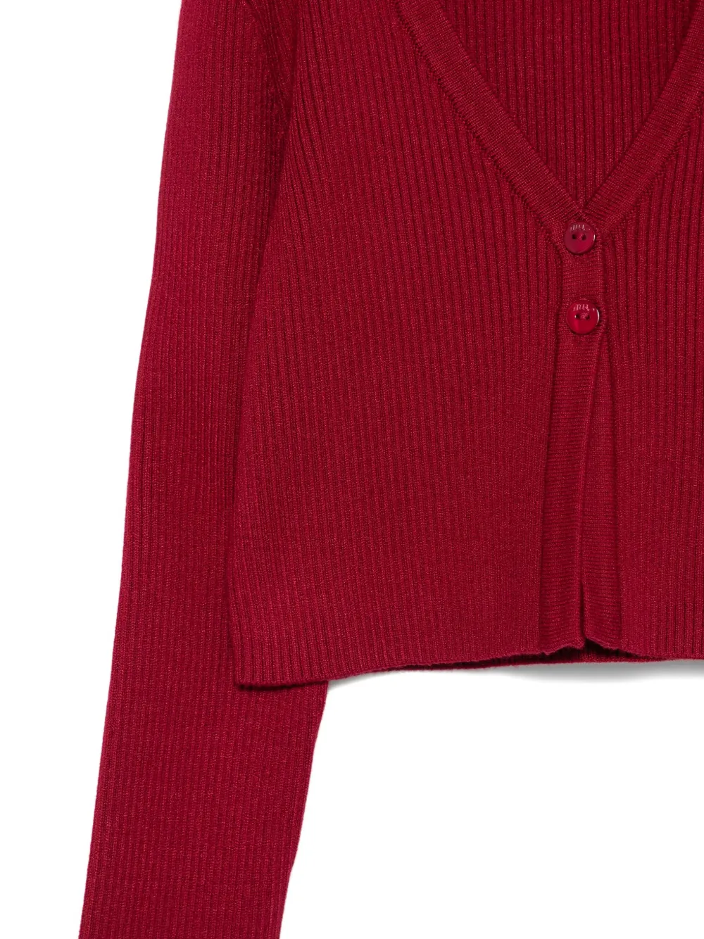 Liu •jo Ribbed Buttoned Cardigan In Red