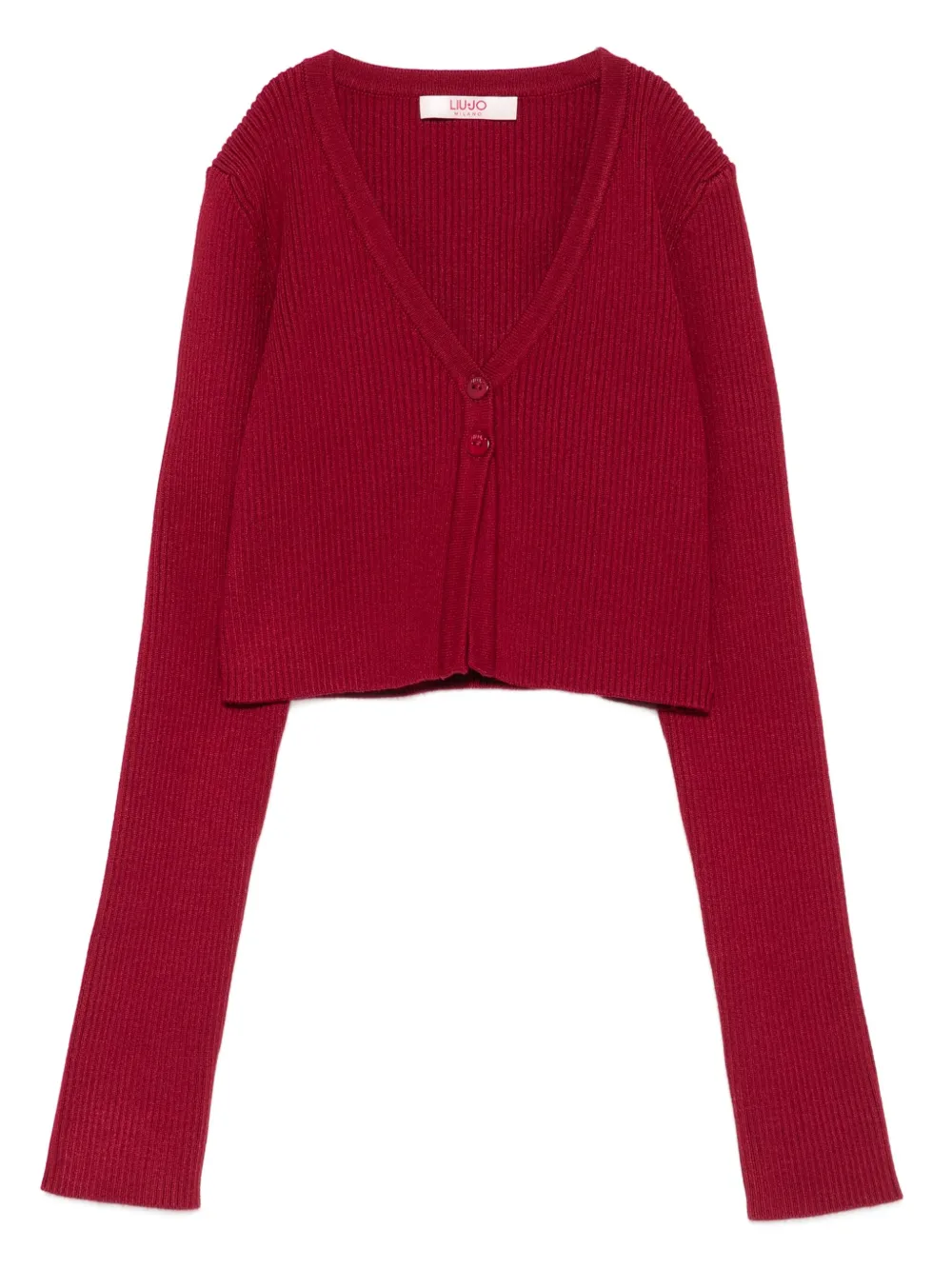 Liu •jo Ribbed Buttoned Cardigan In Red