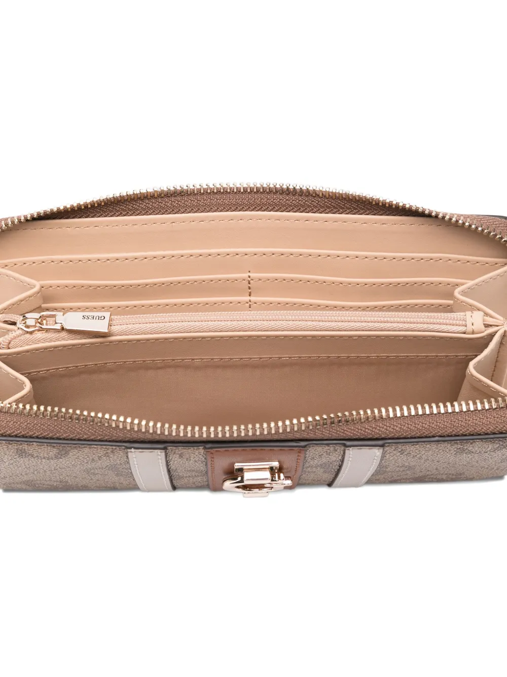 Guess Usa Logo-plaque Panelled Wallet In Neutral