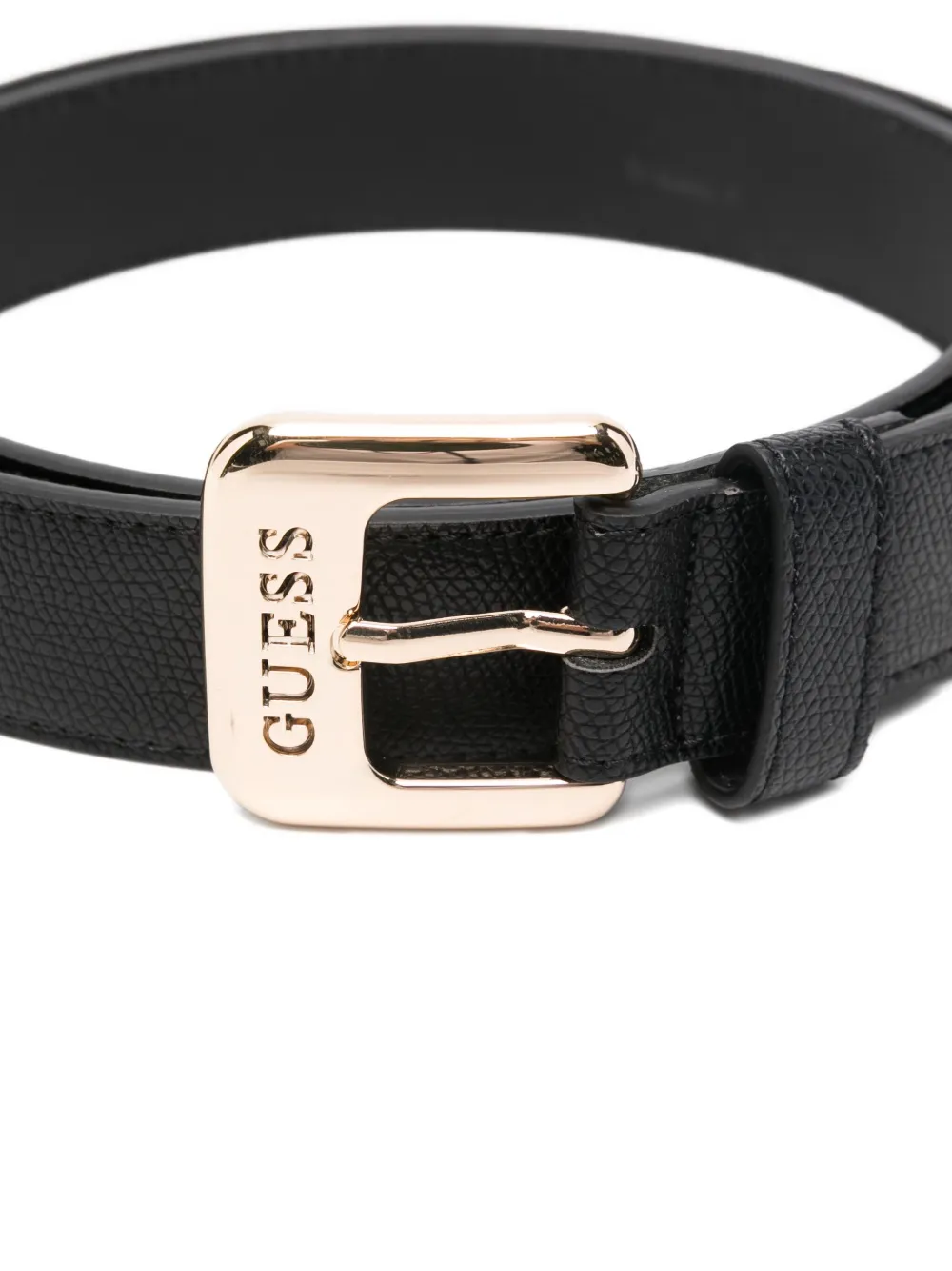 GUESS USA Leren riem met gegraveerd logo Zwart