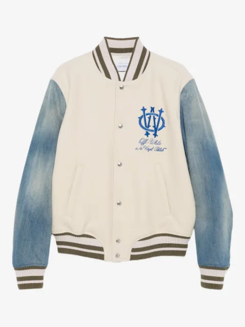Off-White denim-sleeve bomber jacket