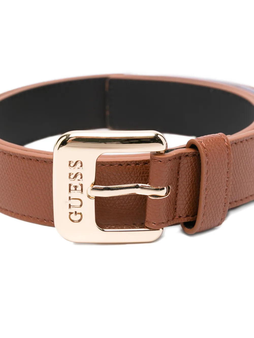GUESS USA Leren riem met logogesp Bruin