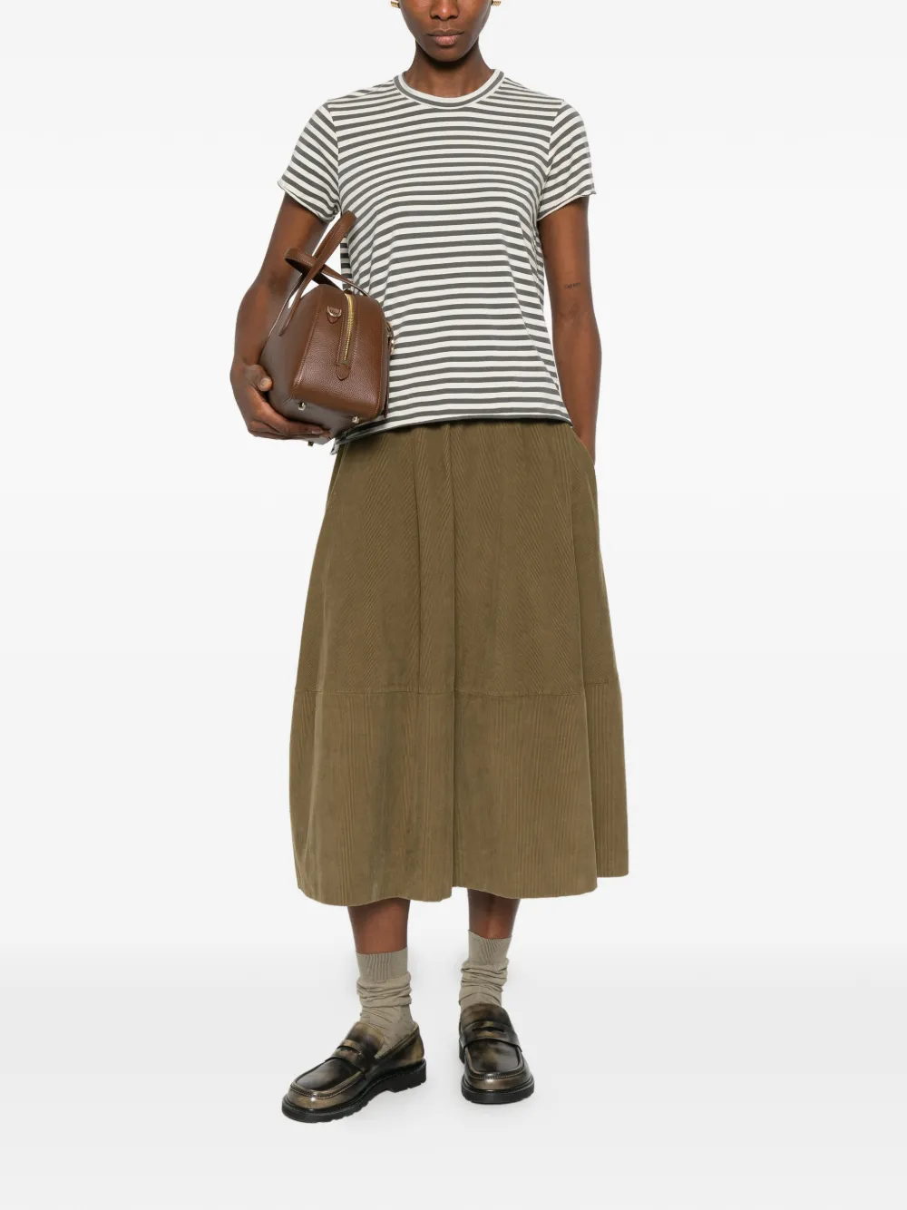 Labo Art corduroy elasticated-waist skirt - Groen