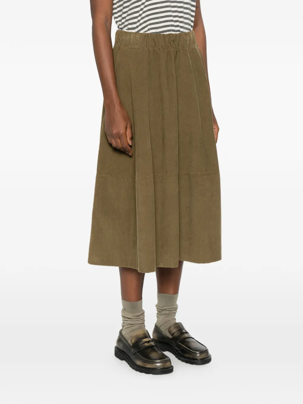  Labo Art Corduroy Elasticated-waist Skirt - Green 