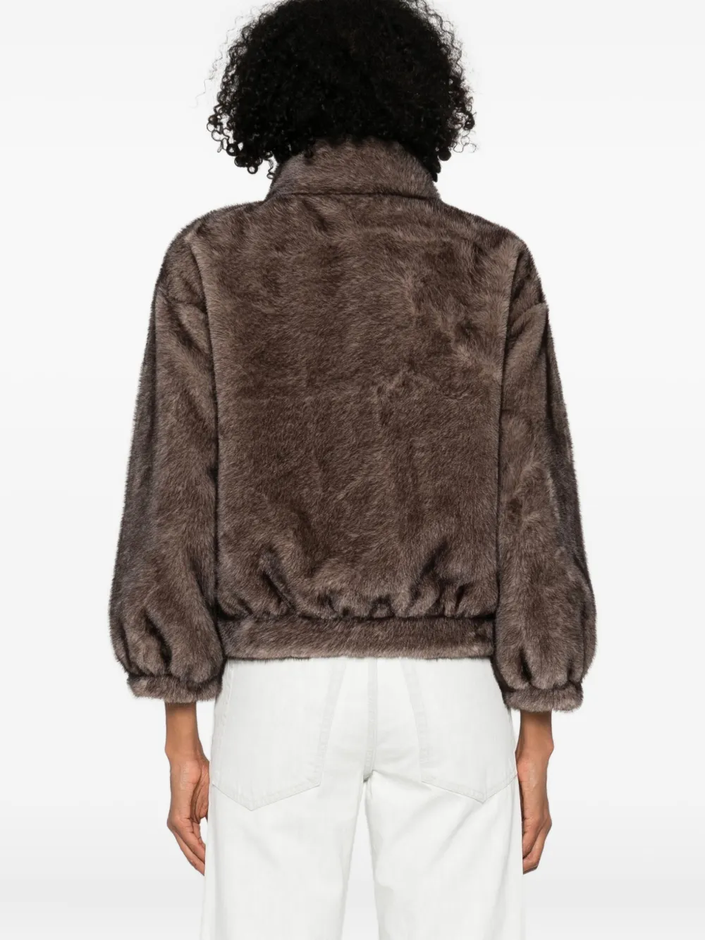 Betta Corradi Faux Fur Bomber Jacket In Brown