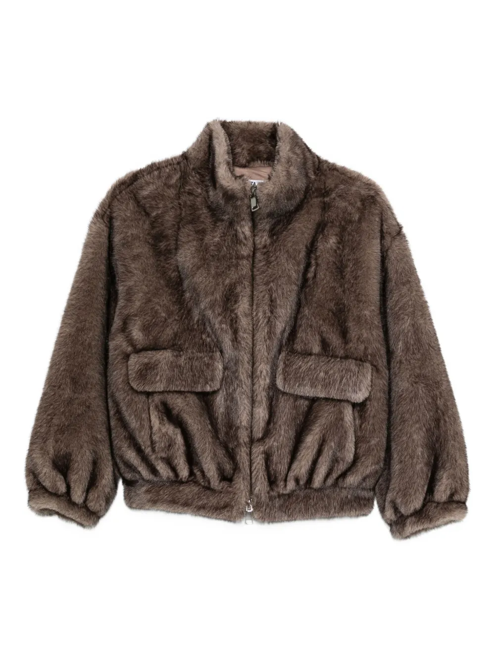 Betta Corradi Faux Fur Bomber Jacket In Brown