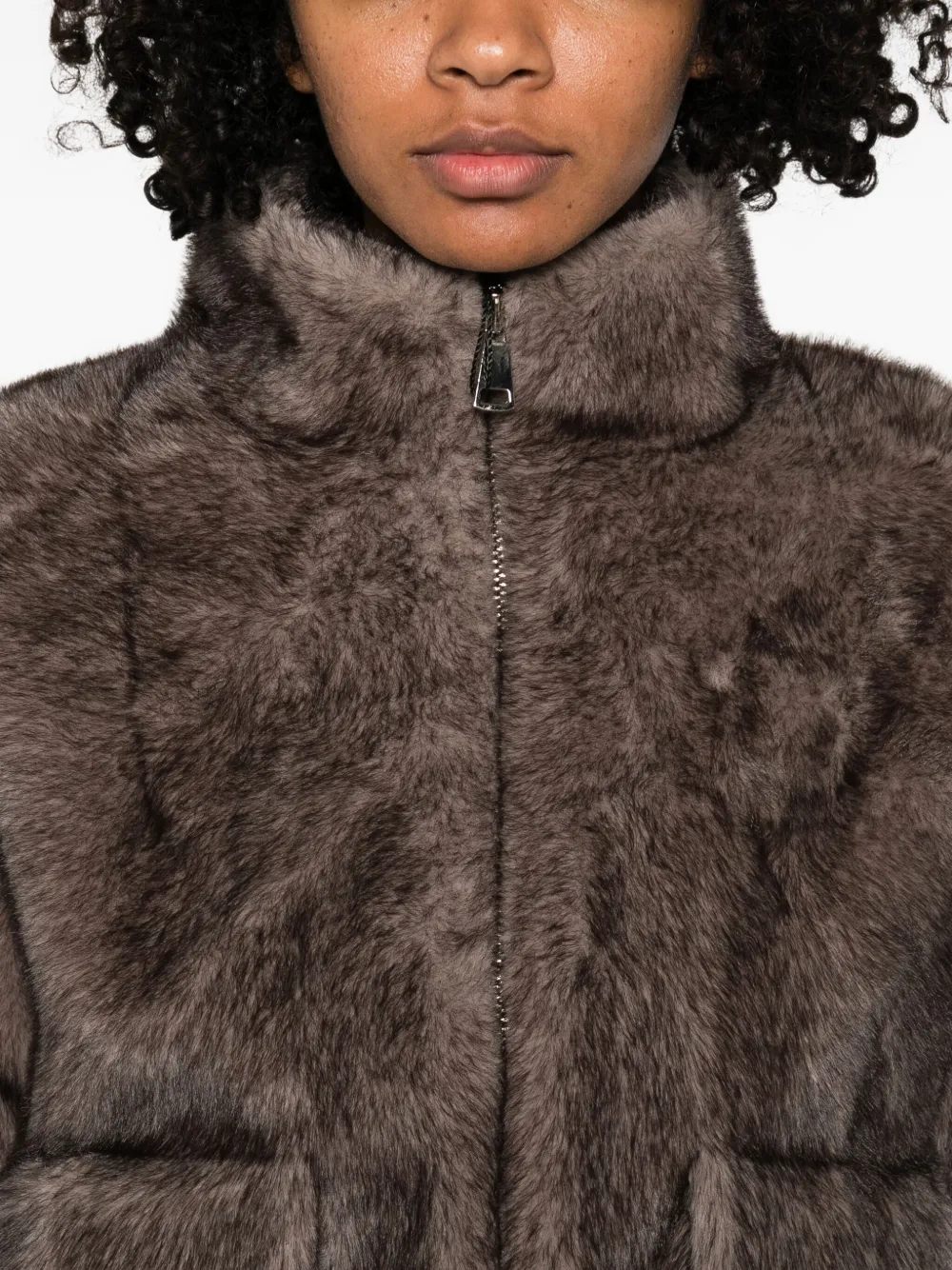 Betta Corradi Faux Fur Bomber Jacket In Brown