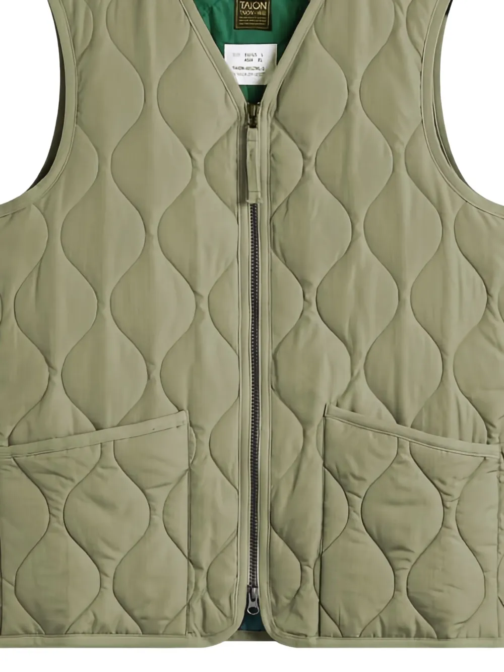 Taion V-neck quilted gilet | Green | Image 1