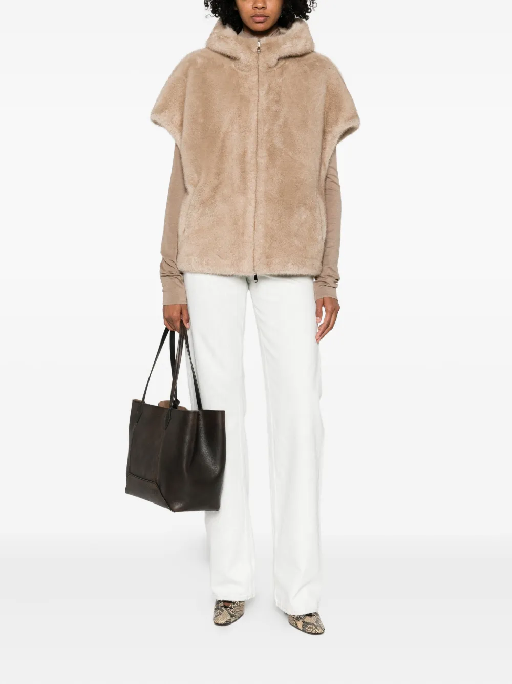 Betta Corradi Zip-up Waistcoat In Neutral